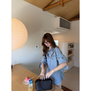 Reversible Sand-Washed Tencel Color-Block Intellectual Style Long Sleeve Shirt