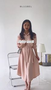 Bloobel - Lula Dress (DRS053) Midi Dress Lengan Panjang Dress Lengan Panjang Casual Full Kancing Hidup Busui Friendly Lebaran Idul Fitri Bukber Ramadhan Puasa