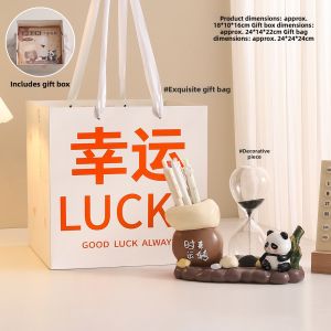 KAQIAO | Cute Panda Creative Hourglass Pen Holder Decorative Desk Item
