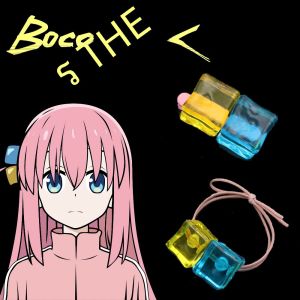 อะนิเมะ Bocchi เดอะร็อค! Gotou Hitori Gotoh Square Hairpin สีฟ้าและสีเหลืองผมคอสเพลย์อุปกรณ์เสริม Props ผู้หญิง Cos ของขวัญ Party