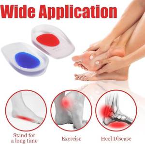 1Pair Gel silicone heel pad/cup 2 heel lift for Achilles tendinitis suitable for plantar fasciitis heel pain heel spurs and heel pain relief