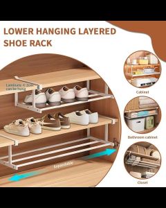 Household Retractable Shoe Rack Tiered Partition Kitchen Closet Bathroom Cabinet Storage Shelf extendable shoe rack shoes rack可伸缩鞋架
