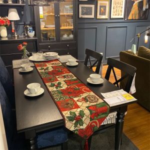 Special Sale Christmas Holiday Festive New Year Red Flower Table Flag Long Tablecloth Table Runner Dining Mat Cabinet Towel Cloth