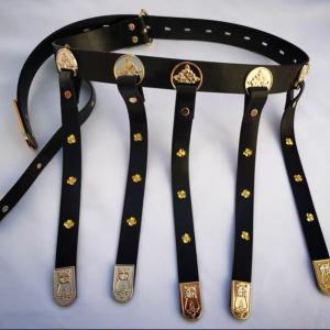 Authentic Hanfu Waist Belt Real Leather Ming Dynasty Fishermans Jacket round Neck Robe Belt for Men And Women Traditional Chinese Clothing