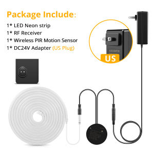 24V LED Neon Strip Light with Convenient Movable One/Dual PIR Motion SensorsBedroom Stairs Bathroom Night Safety Lighting