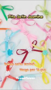 [PER LUSIN] Pita kecil Satin 1/8 inch plus jasmine kecil PER LUSIN pita hiasan souvenir hampers pita seserahan langsung tempel