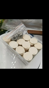 Wood Round Wooden Discs with Keychain Wood Tags with Hole Reminder Wood Chip Hanging Accessories