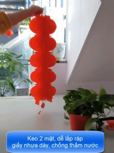 Đèn Lồng giấy đỏ trang trí Tết 3 tầng 5 tầng màu đỏ tươi treo chữ Phúc chống nước bền chắc chịu lực gió tốt