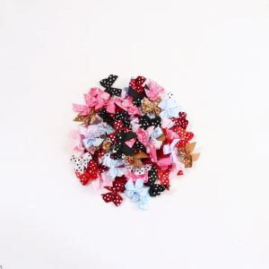 30pcs/lot Mini Ribbon Bow Colorful 2.5X2.5cm Small Dacron Bows Polka Dot Bow Flower For DIY Crafts Party Decoration Accessories