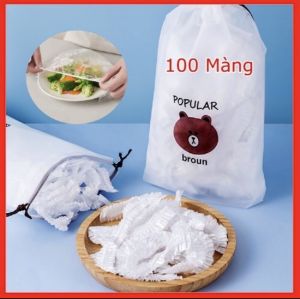 [🔥GIÁ KỊCH SÀN🔥]  combo 100 màng bọc thực phẩm có chun co giãn   tái sự dụng nhiều lần  được tặng kèm túi gấu