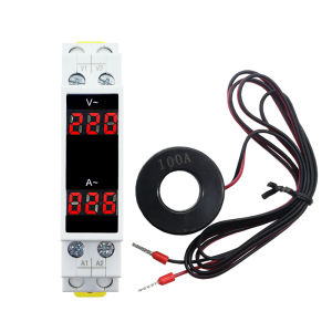 18 mét Din Rail điện áp một pha Ampe kế Ac80-500V 100A Ampe kế máy đo vôn kế bộ chỉ báo LED kỹ thuật số