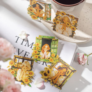 Cute Cat Girl Weekend PET Scrapbooking Stickers Waterproof Decorative DIY Adhesive Decals Korean Style Paper Crafts