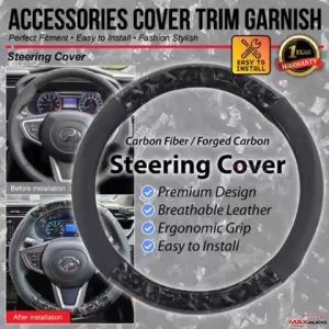 Premium Steering Cover PROTON S70 Forged Carbon Comfort Leather Non-slip Racing Sport Sarung Penutup Stereng