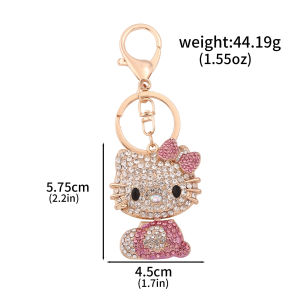 Anime Hello Kitty Rhinestone Crystal Keychain Cute Kitty Cat Shape Pendant Keyring Car Key Holder Party Birthday Gifts Jewelry