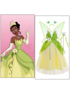 New Halloween Childrens Performance Costume Princess Tiana Frog Princess Dress Polyester Fiber 100% Female Childrens Wear