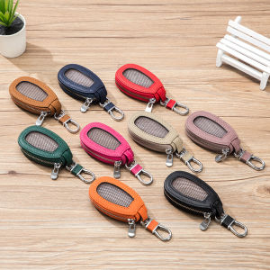 Genuine Leather Car Key Pouch Minimalist Mens Sunroof Button Universal Key Holder Womens Korean Remote Control Keys Storage Zipper Bag