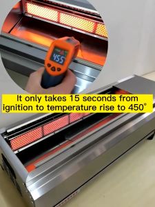 HEJI Gas Grill Commercial Stainless Steel Gas Grill Smokeless Gas Barbecue Grill Portable Outdoor Tabletop Barbeque Roaster 128 * 34cm