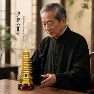 XINGYUE | Pure Brass Wenchang Tower 9 Layers Decorative Item