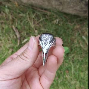 Vintage 2023 Celtic Nút Thắt Vật Tổ Chiến Binh Viking Đầu Quạ Nhẫn Nam Độc Đoán Thần Thoại Bắc Âu Thời Trang Thép Titan Món Quà Trang Sức