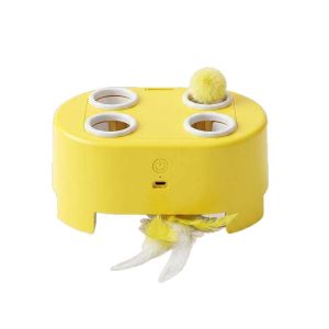 Cat Toy Automatic Whack a Mole 3 Modes USB Rechargeable Interactive Feather for Indoor Cats