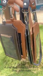 Lanyard ID Card Holder Bahan Kulit Grad A / Name Tag Karyawan