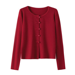 New Chinese Style Lazy Early Autumn Knitted Sweater Women plus Size Red Top Tina CLUB plus Size Fashion Comfortable Fit