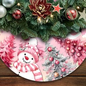 VIKAMA Christmas Tree Dress Pink Snowman Christmas Tree Pad Is Suitable For Christmas Party Decoration Indoor And Outdoor Decor