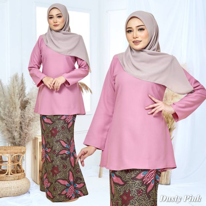 (S - 5XL) DUSTY PINK Kurung mini riau batek batik plussize tunang ...