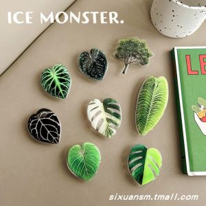 Minimalist Artsy Fresh Green Leaf Plant Creative Artificial Big Tree Cellphone Airbag Support Collapsible Rotate Air Cushion Drop-Resistant Fastened Ring Adhesive Supporting Seat Back Sticker Bean Bag Binge-watching