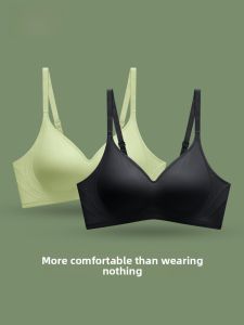 GEXINGJIEMEI | Seamless Thin Womens Bra Gathered Small Chest Push Up Anti Sagging Auxiliary Breast Removal Jelly Striped Underwear Nylon Fabric