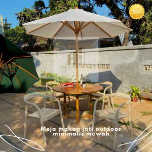 Set meja makan kursi 4 outdoor minimalis terbaru MM Home decor Jepara material kayu jati solid berkualitas meja makan minimalis jati meja makan bulat kursi 6 meja makan jati jepara meja cafe jati meja makan ukiran kursi makan set meja makan mewah terbaru