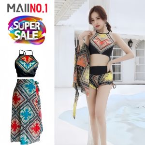 ชุดว่ายน้ำแฟชั่น สไตล์โบฮีเมียน บิกินี่ ใส่เดินเล่นริมทะเล เซ็ต3ชิ้น พร้อมผ้าคลุมซีทู ขนาดสินค้า เสื้อรอบอก26นิ้ว ยาว10นิ้ว กางเกงรอบเอว22นิ้ว ยาว11นิ้ว สินค้าพร้อมส่ง