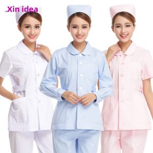 XINSILU | Nurse Uniform Thin Summer Short Sleeve Collar Winter Long Sleeve Set