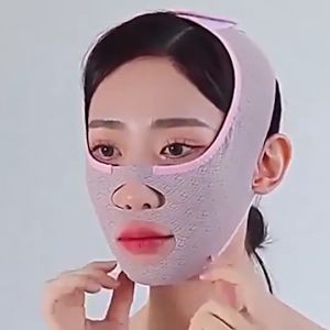 Masker Tidur Elastis Wajah V Pengencang Pengangkat Perban Bentuk Pelangsing Wajah Wanita Masker Dagu Ganda Antikendur Perban Lipatan Nasolabial Memudar