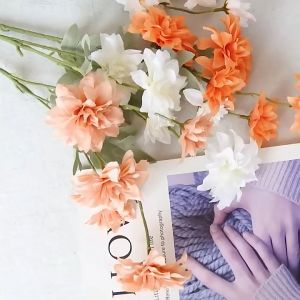 Bó 5 Hoa Thược Dược Giả 1 Cành 5 Hoa Trang Trí Nhà Cửa Siêu Xinh Hoa Giả Cao Cấp 53CM Decor Nhà Hàng Sự Kiện Tươi Tắn