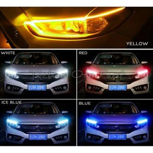 lampu Alis LED slim alis DRL fleksibel waterproof 12v 30cm 60cm 2 mode running motor mobil harga sepasang