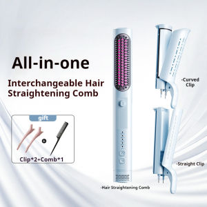 MinHuang | Interchangeable Hair Straightener Comb with Cold Air Styling and Negative Ions Multifunctional Styling Tool Set for Women