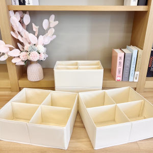กล่องเก็บเสื้อชั้นในและกางเกงชั้นในแบบพับได้ ช่องแยกใส่เสื้อชั้นใน ชุดชั้นใน ถุงเท้า สำหรับใช้ในบ้าน วัสดุผ้าฝ้าย