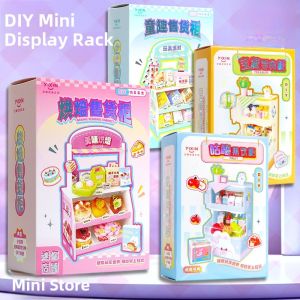Miniature Food Toy Model Realistic Cake Shop Display Shelf Snacks Drinks Simulation Toys Collectible Home Life Scenarios
