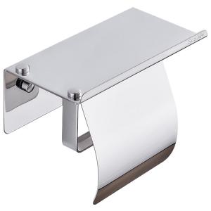 ROLONG | Drill Free Stainless Steel Toilet Paper Holder with Phone Shelf