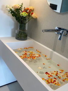 DuPont Corian Bathroom Sink Cabinet Combination Ultra-Narrow Vanity Top Large Rectangular Basin Integrated Design Bathroom Furniture