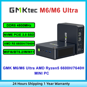GMKtec M6/M6 Ultra AMD Ryzen5 6600H/7640H DDR5 4800MHz NVME SSD Wins11 USB4 WIFI6 BT5.2 Dual 2.5G LAN Gaming MINI PC