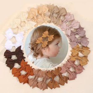 24Pcs Baby Girls Solid Bow Hair Clips Cute Mini Grosgrain Ribbon Bowont Hairpins Ponytail Barrette For Kids Headwear Accesories