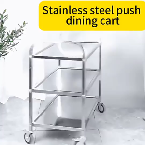 XINHONG Kitchen Trolley Service Cart 3 Tier Stainless Steel Kitchen Serving Trolley Cart with Wheels for Hotels Home Restaurant