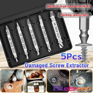 5Pcs/set Damaged Screw Extractor Remover for Stripped Head Screws Nuts & Bolts Drill Bit Tools