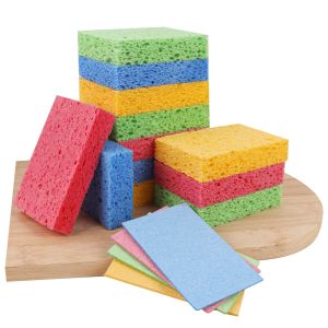 12 large cellulose sponges kitchen sponges durable dishwashing colored sponges for cleaning and scrubbing washing dishes