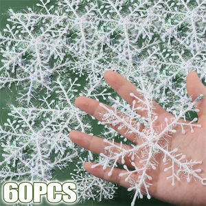 Dizoey White Christmas Snowflakes Ornaments Artificial Glitter Snow Flake DIY Xmas Tree Wreath Hanging Fake Snowflake Party Decoration