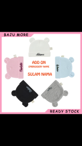 Sulam Nama Newborn Baby Cotton Beanie Hat Custom Made Embroidery Name