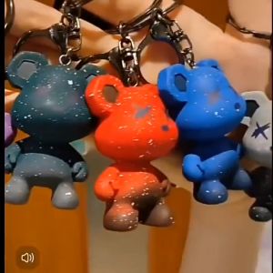 【B210 READY STOCK】Violent Bear Cartoon Key Chain Cute Starry Bear Keychain Colorful Bear Bag Pendant Car Key Rope
