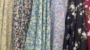 ชุดผ้าเมตร ผ้าเครป ผ้าพีชสกรีน ลายดอก ผ้านอก หน้ากว้าง 55 นิ้ว สำหรับผ้านอก